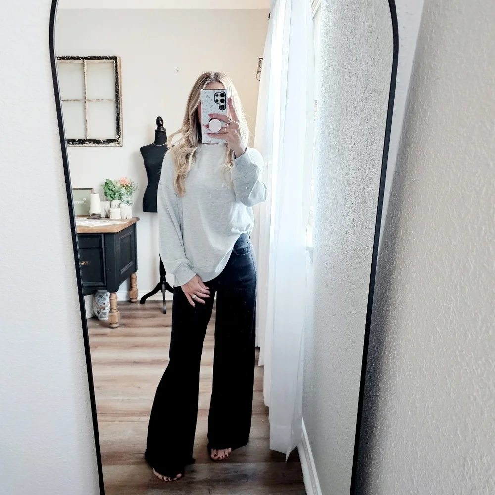 RISEN HR Tummy Control Black Palazzo Jeans Wide Leg Distressed Hems Various NEW - Picture 13 of 13